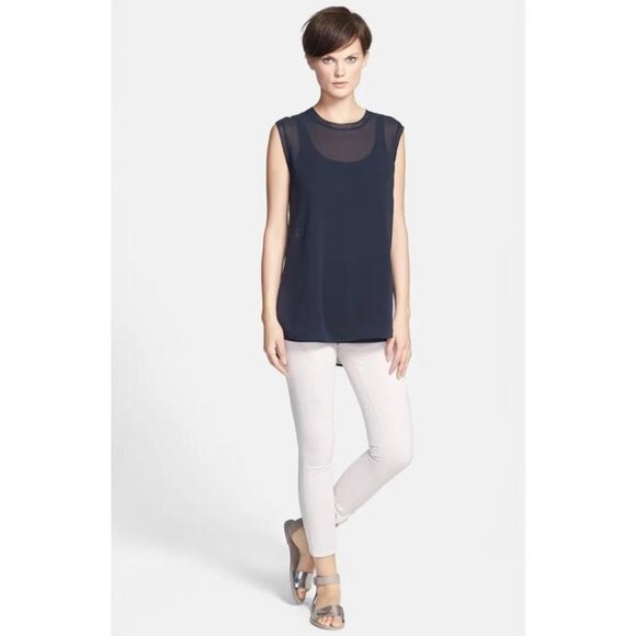 VINCE NWT Sheer Sleeveless Silk Blend Muscle Tee M - Picture 9 of 9